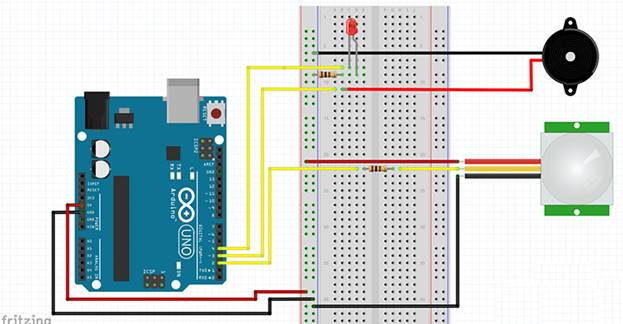 Детектор движения с использованием Arduino и PIR датчика